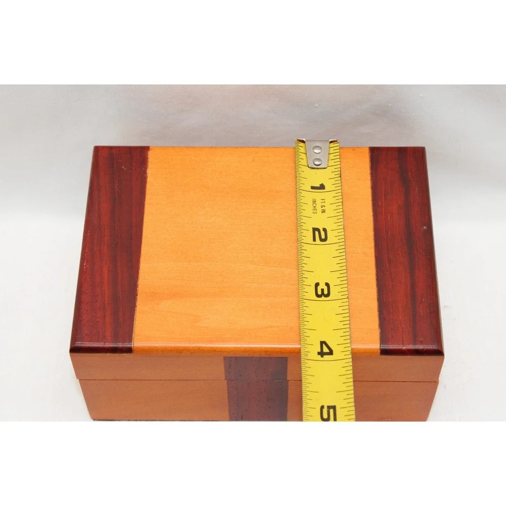 Colibri of London Jewelry Trinket Box Two Tone Brown Wood Rectangle Hinged